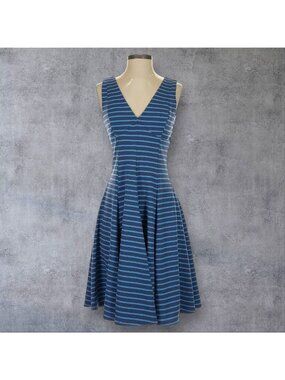 PETER SOM Blue Striped A Line Dress Size Small